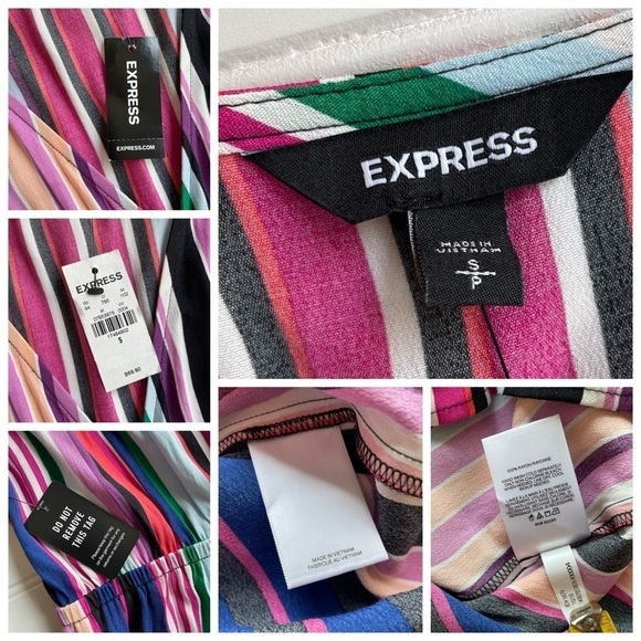 Express Romper Jumper Shorts Pink Rainbow Stripe Size Small Surplice NWT Barbie - Picture 5 of 9